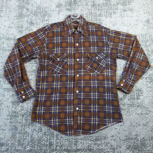 Vintage Tahoe Shirt Men's Medium Brown Flannel Plaid Long Sleeve Grunge